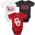 Wes and Willy Baby College Team 3 Pack of Cotton Rompers - Team Fan