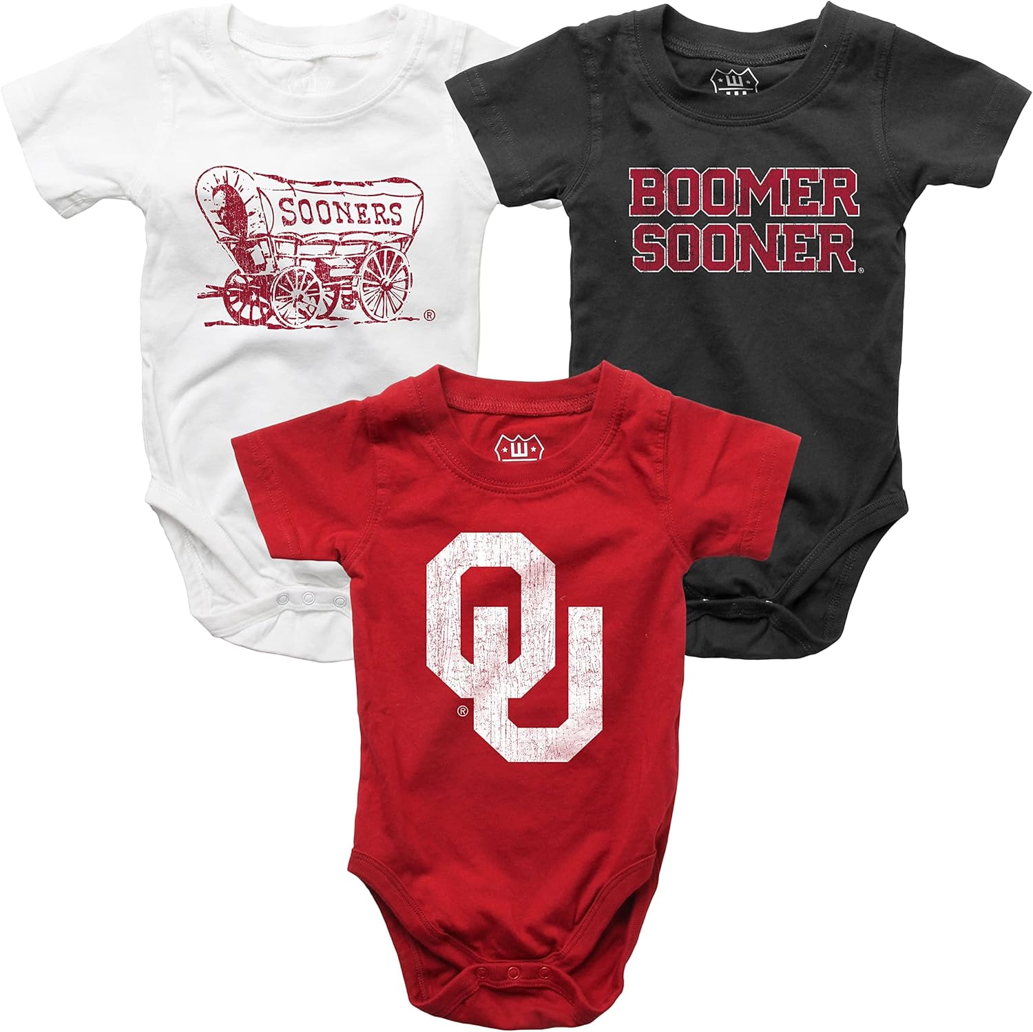Wes and Willy Baby College Team Cotton Rompers 3 Pack Set