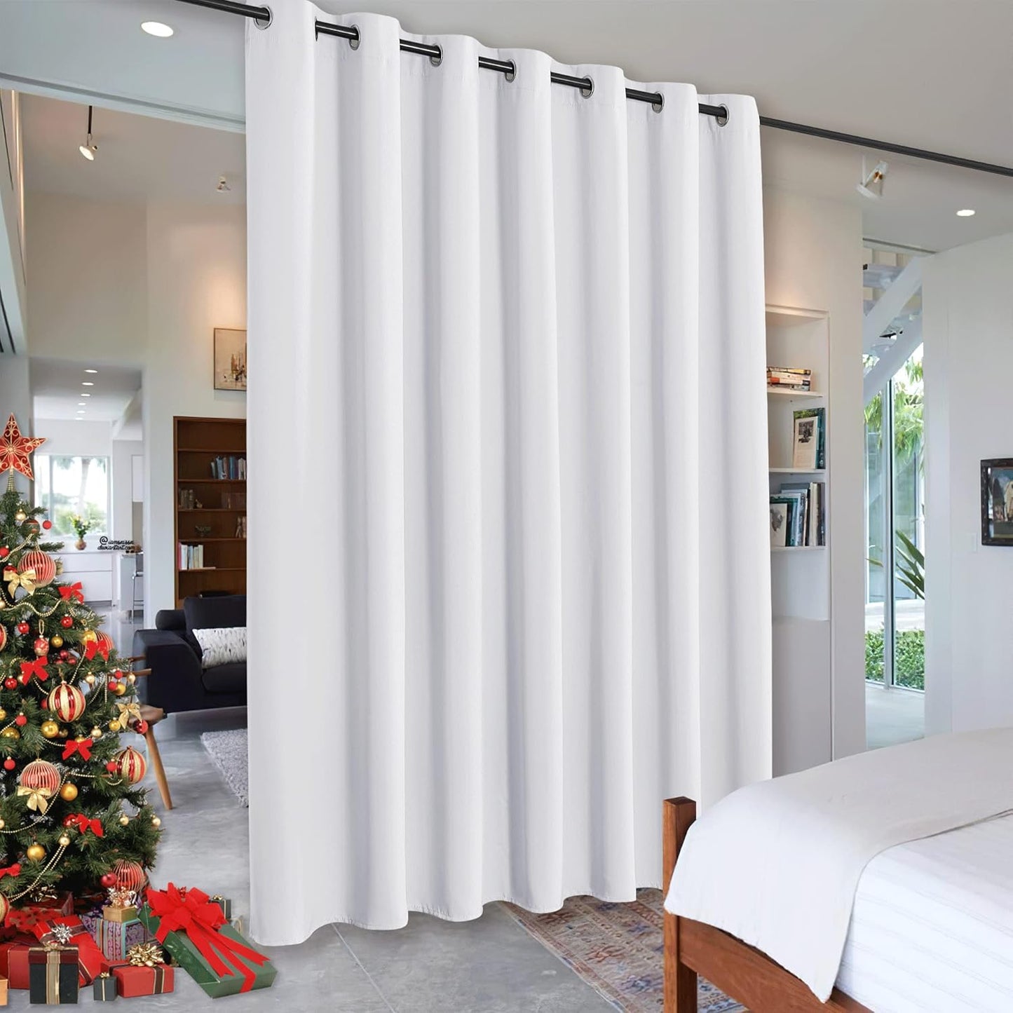 RYB HOME Privacy Curtain for Sliding Glass Door, Greyish White