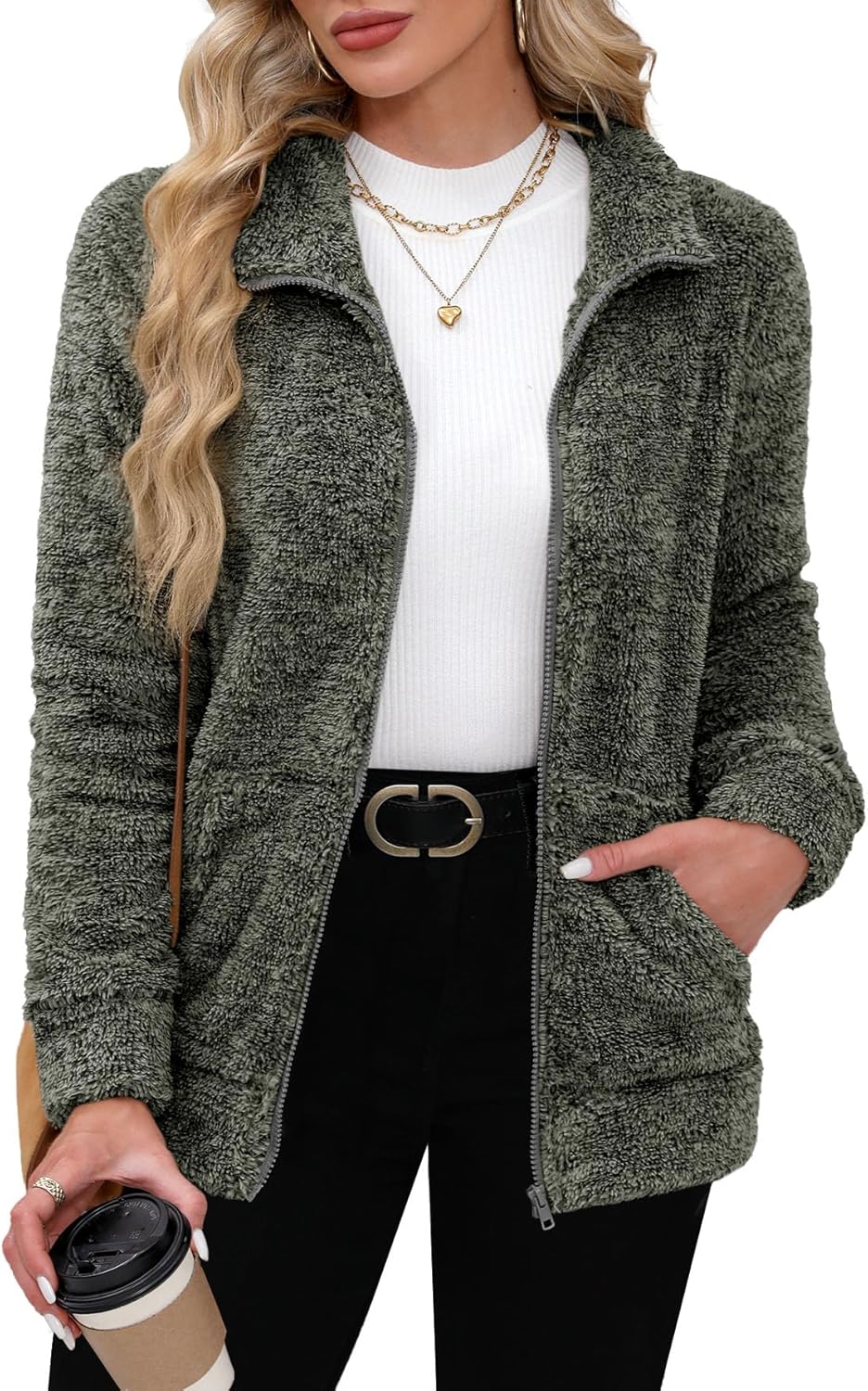 Soft Warm Fleece Jacket for Women - Cozy Full Zip Design