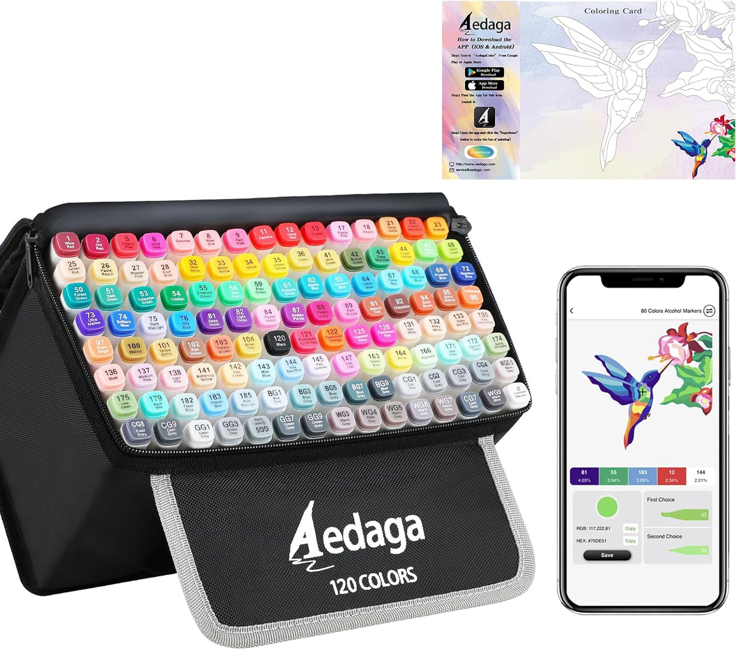 120 Colors Alcohol Markers for Artists with Free APP Features