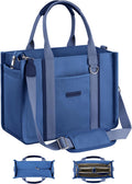 Womens Canvas Tote Bag with Zipper and Compartments - Large Organizer