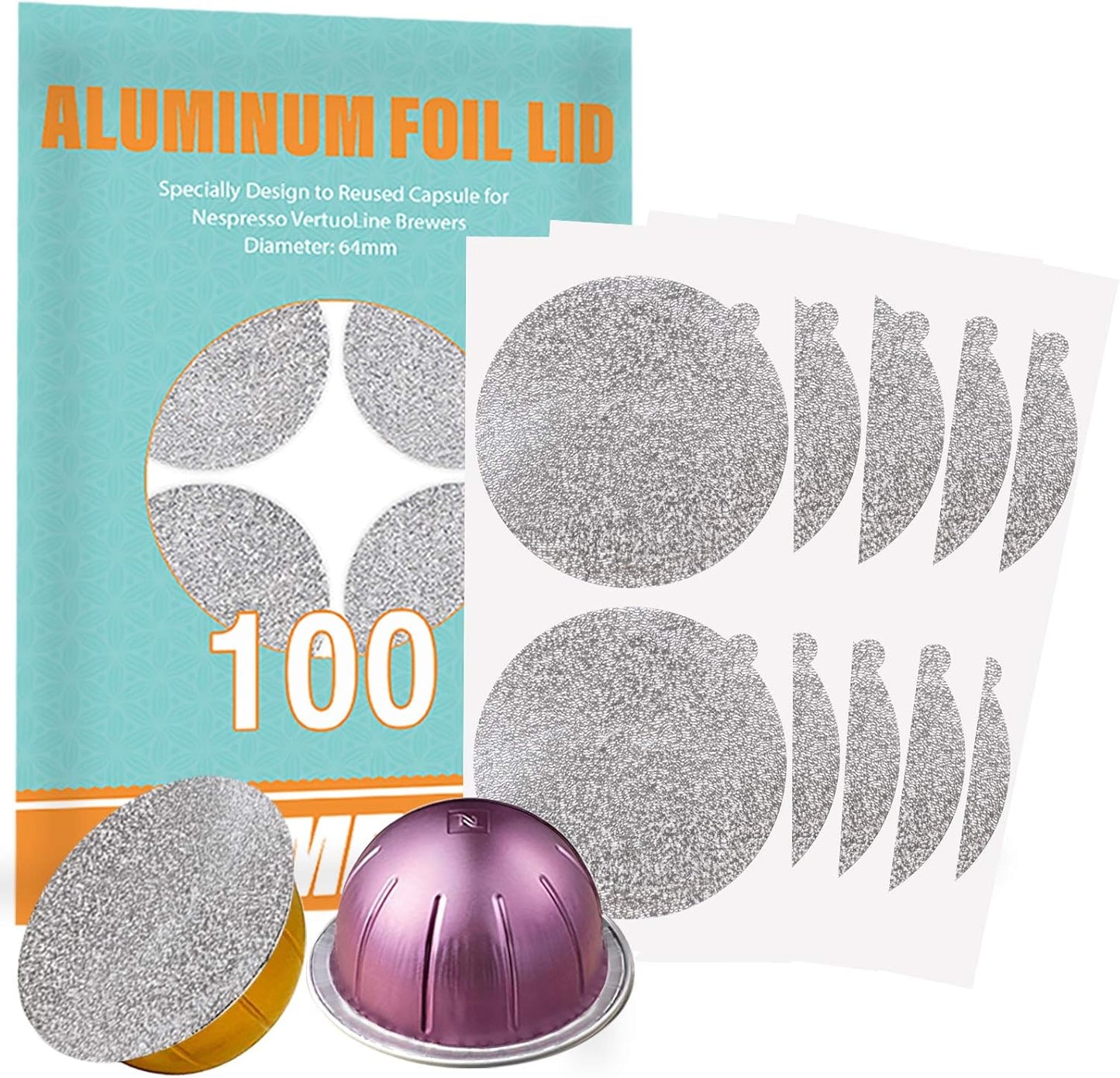 Reusable Aluminum Foil Lids for Nespresso VertuoLine Pods