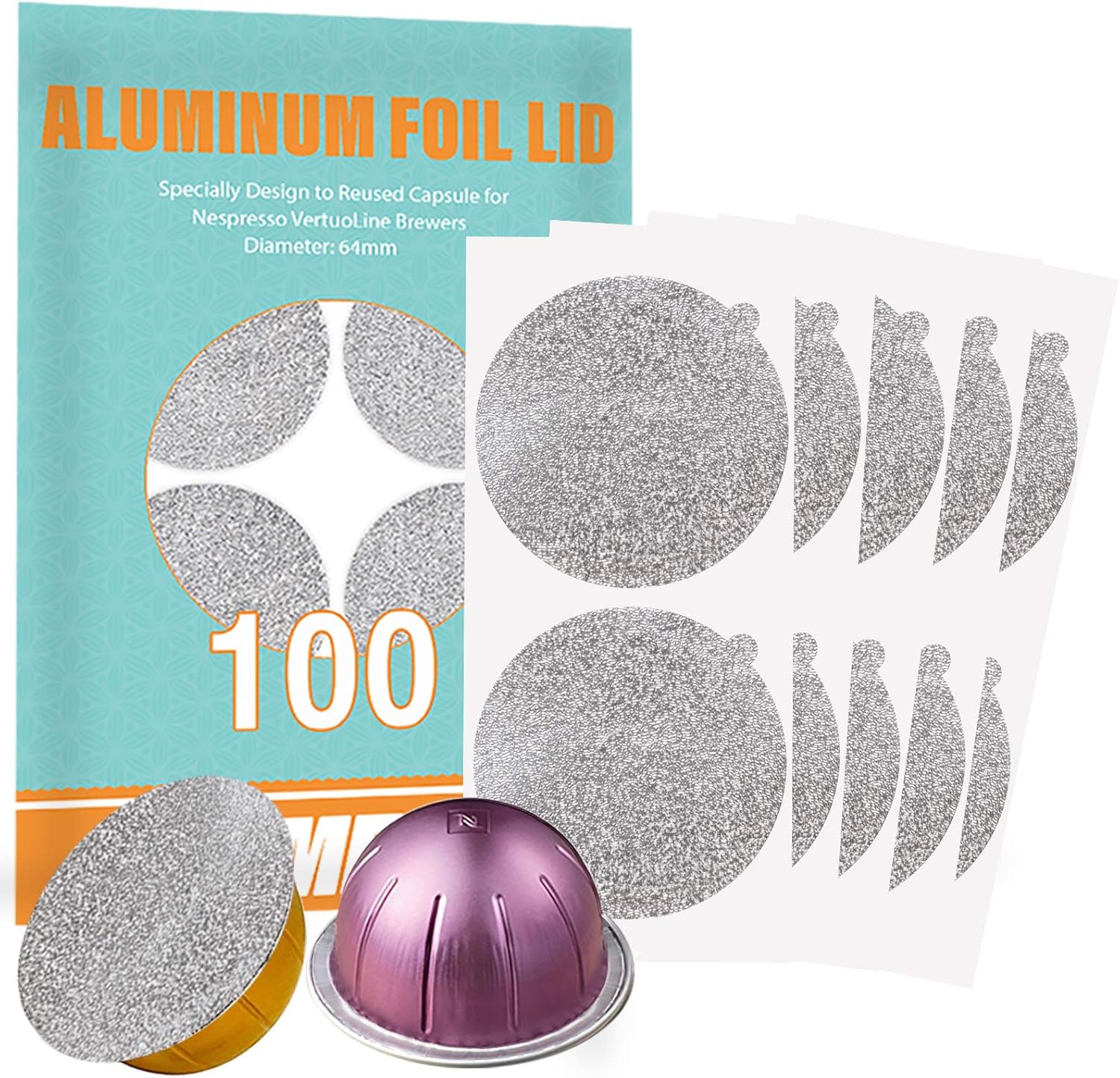 Reusable Aluminum Foil Lids for Nespresso VertuoLine Pods