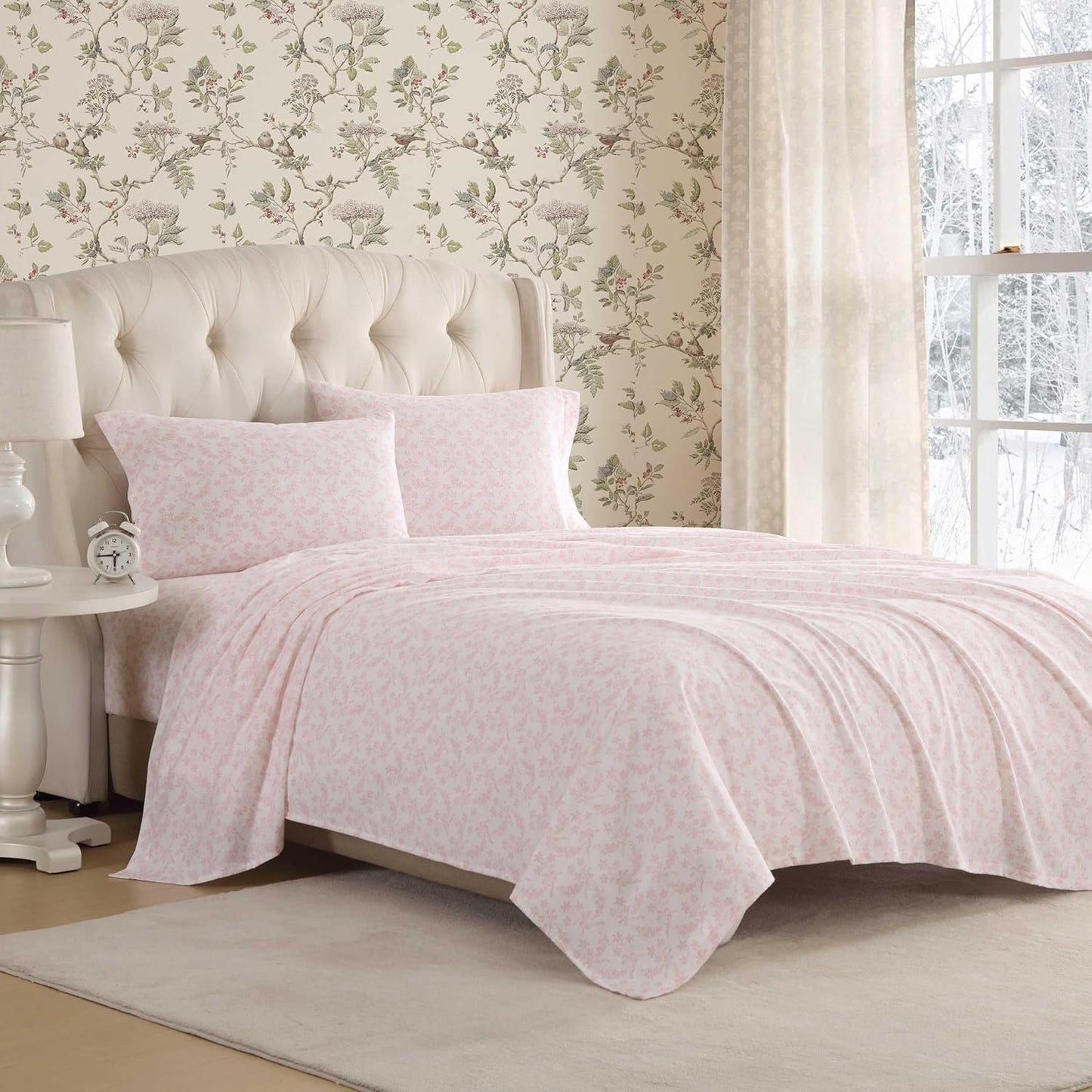 Laura Ashley Twin Bed Sheets Set in Antoinette Pink for Comfort