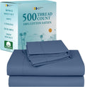 Full Bed Sheets Set 500 TC Cotton Sateen - Cooling Deep Pocket