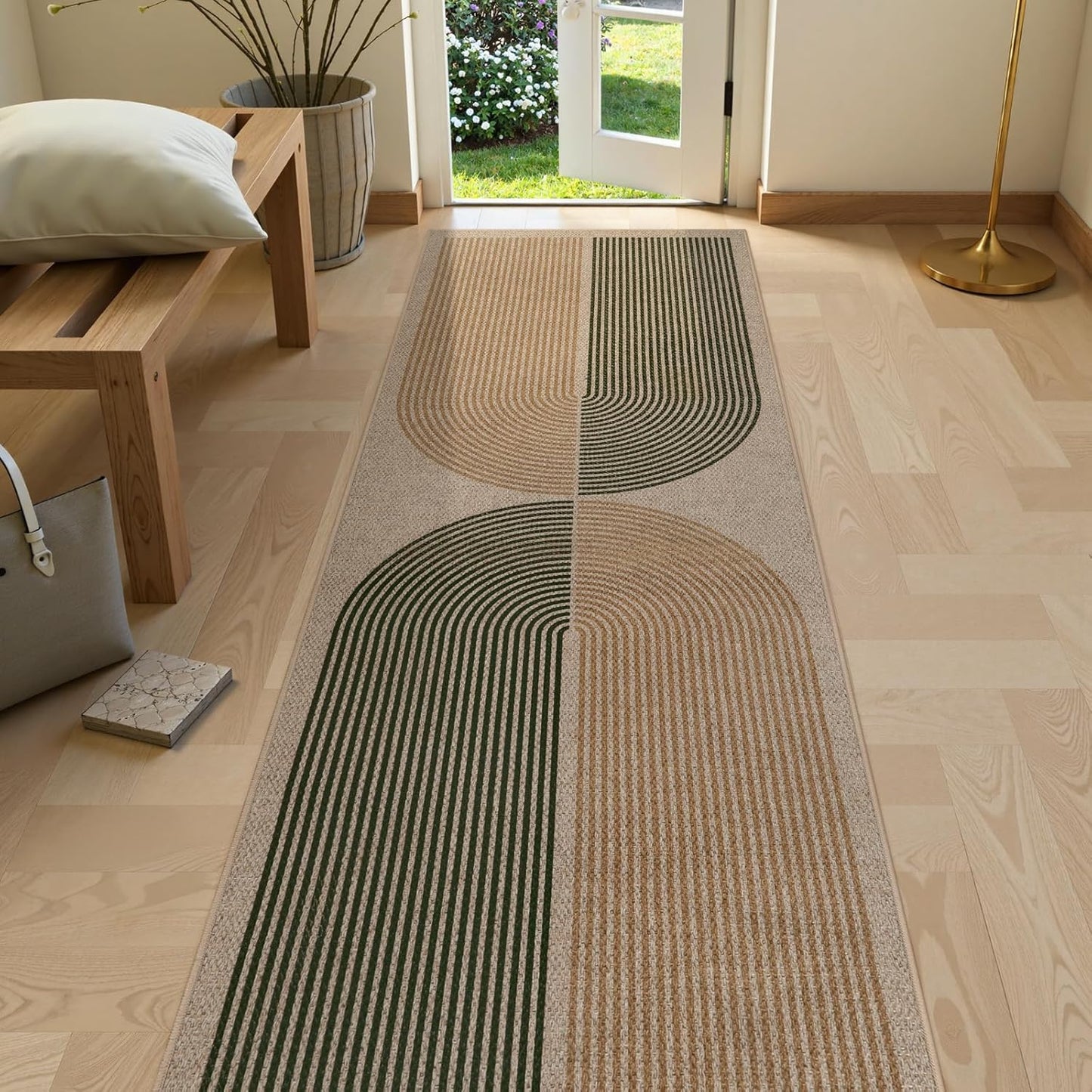 Lahome Modern Rainbow Easy Jute Rug for Entryway and Kitchen