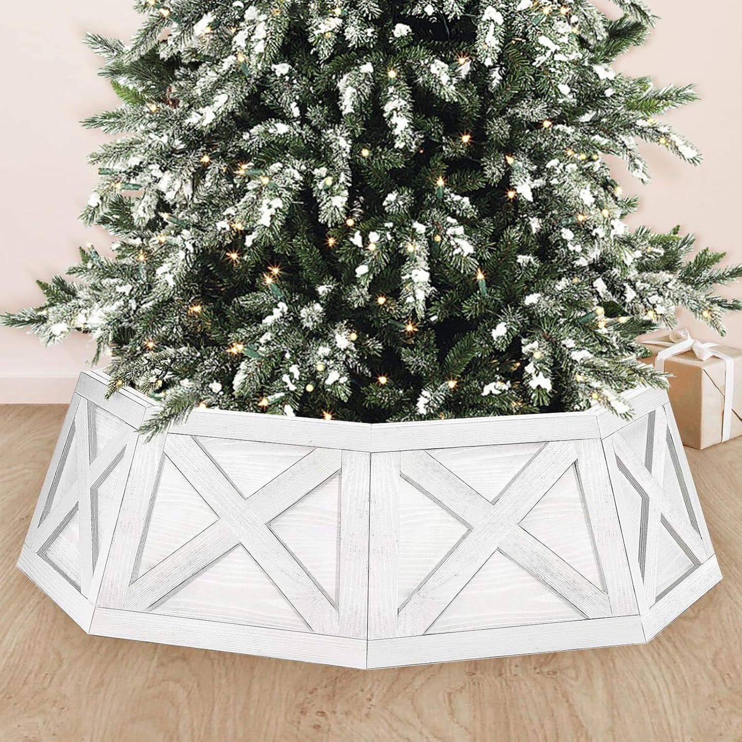 Wooden Christmas Tree Collar for 7.5ft to 9ft Trees - Rustic Decor