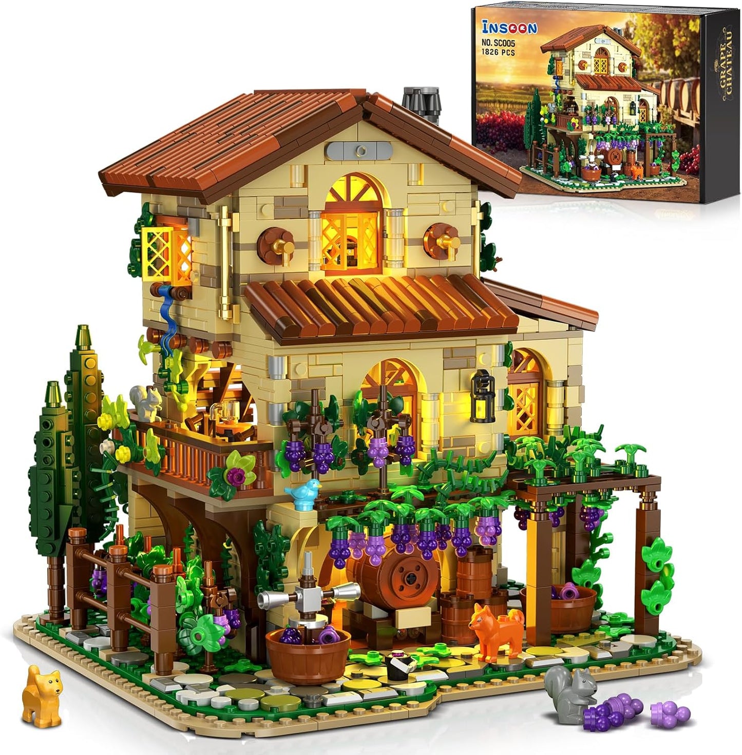 Winery Chateau House Building Set with Lights for All Ages