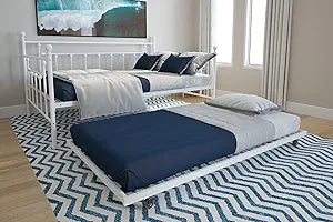 DHP Manila Metal Full Size Daybed with Twin Size Trundle in White