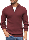 COOFANDY Men's Quarter Zip Sweater Slim Fit Mock Neck Pullover Knitted