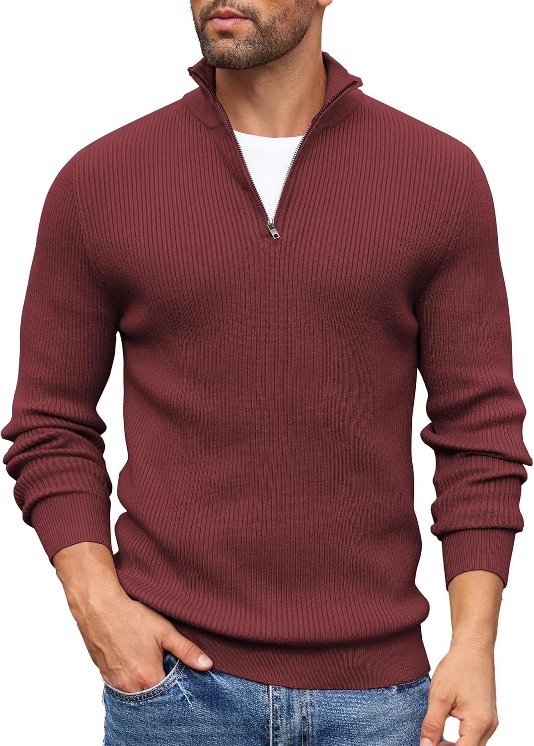 COOFANDY Men's Quarter Zip Sweaters for Stylish Comfort