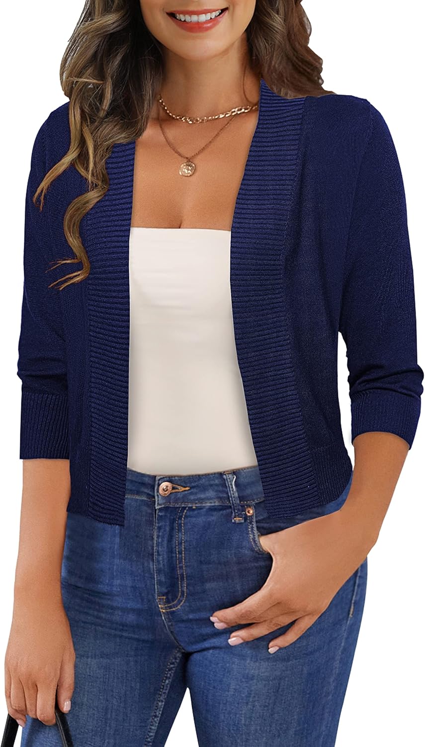 Women's 3/4 Sleeve Cropped Cardigan Sweaters for Every Occasion