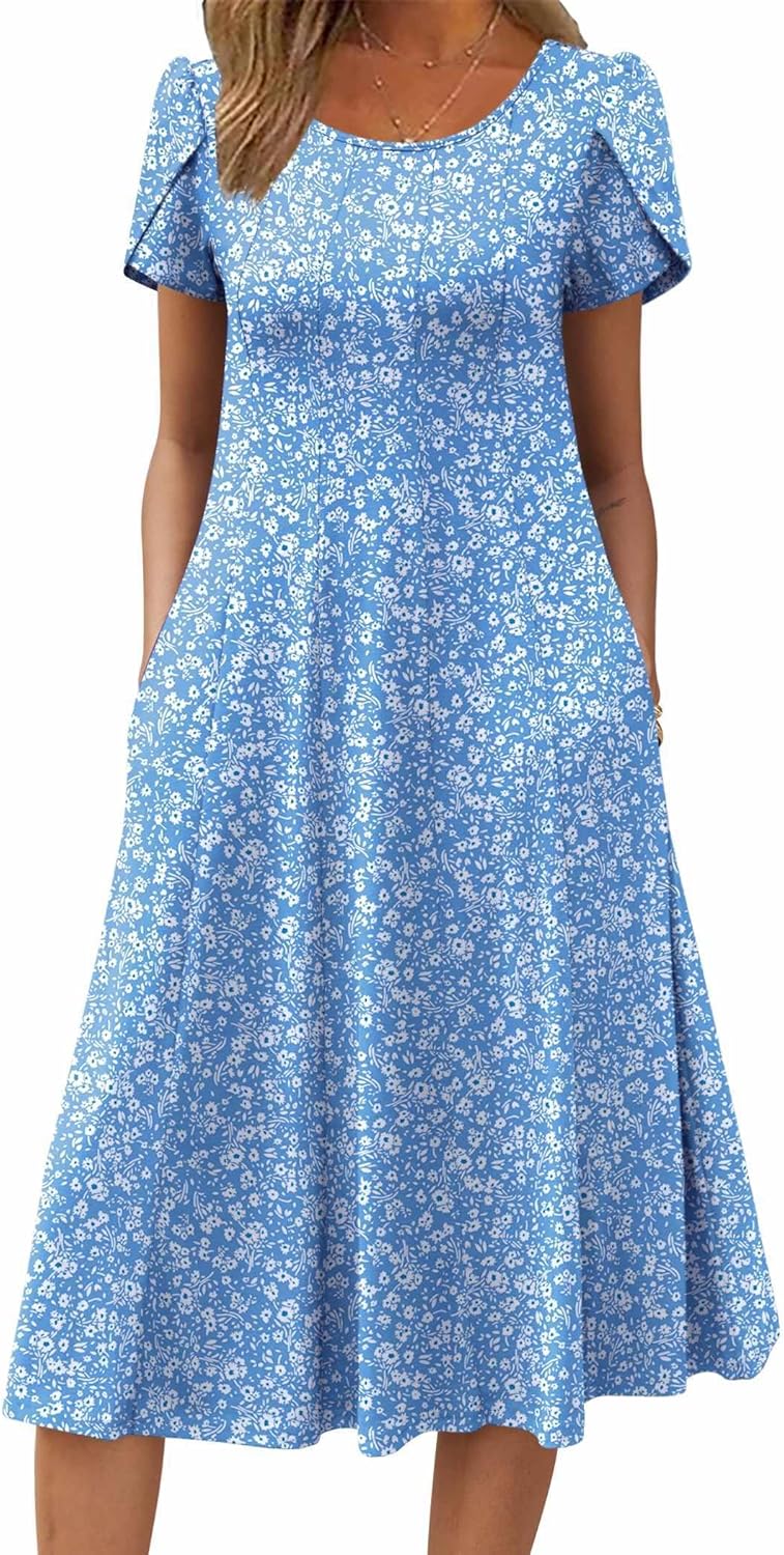 Zeagoo Womens Casual Dresses for Summer Flare Midi Sundress
