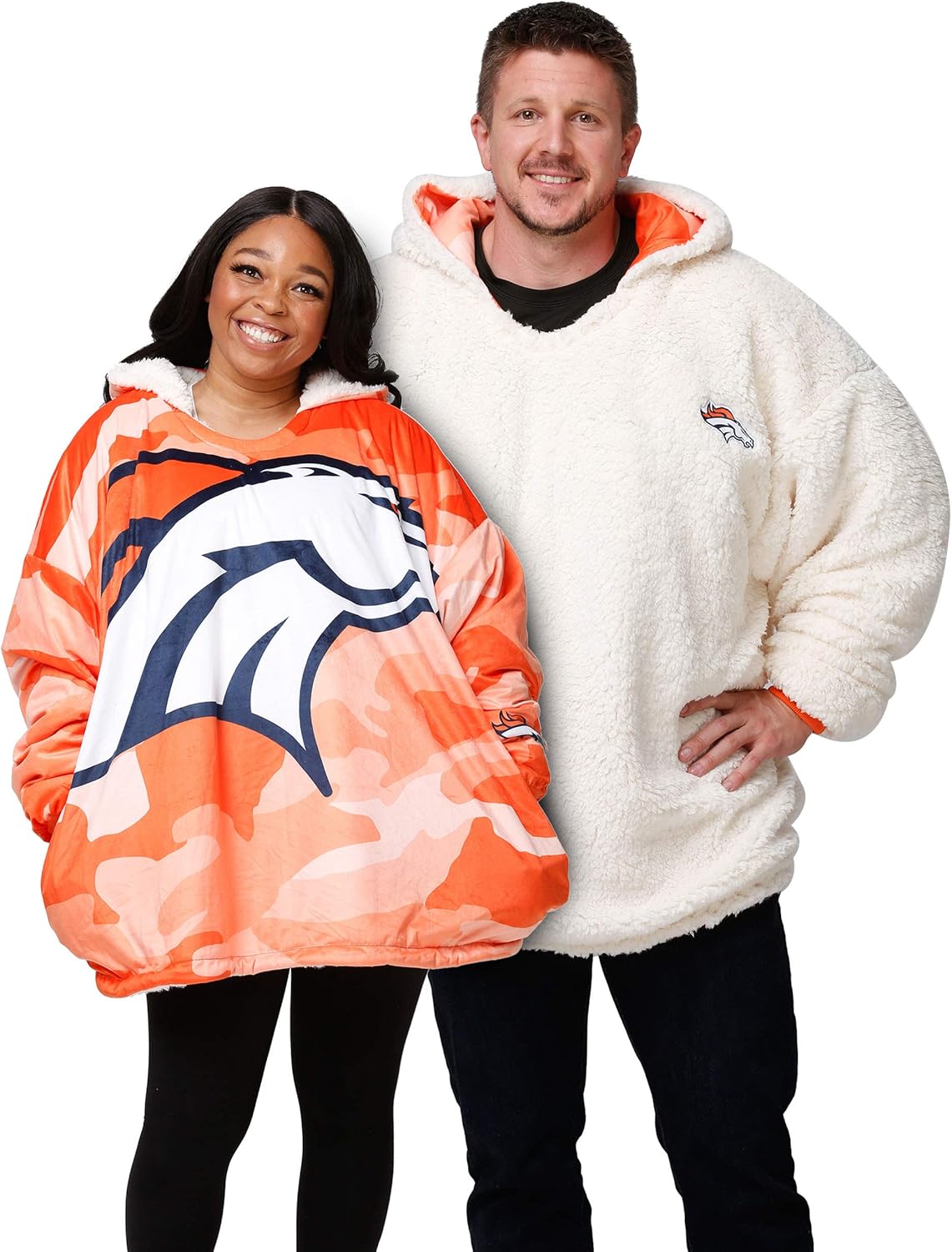 Foco NFL Team Logo Reversible Oversized Sherpa Hoodie Sweatshirt