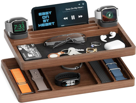 2 Tier Wood Watch Band Organizer for Apple Watch - Elegant Storage