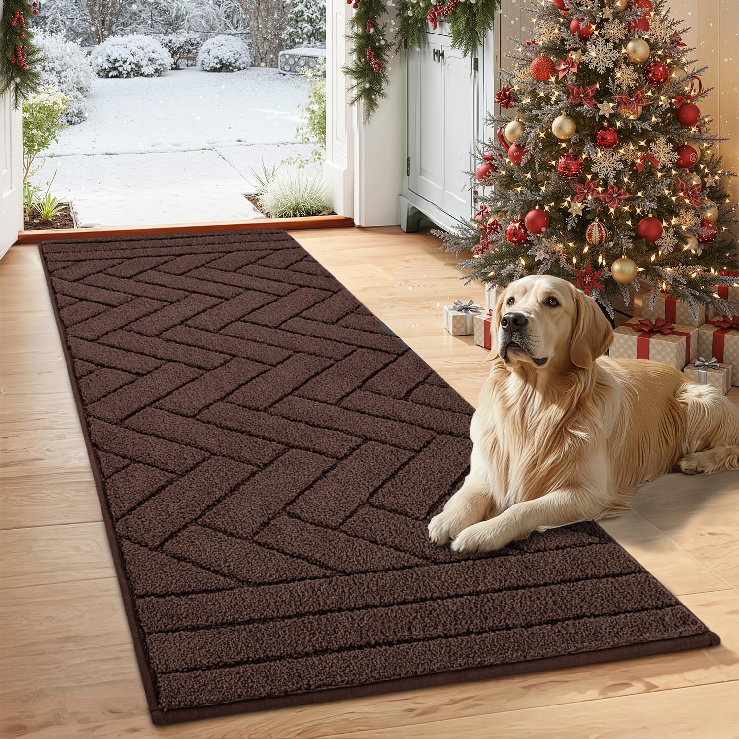 Tindbea Dog Mat for Muddy Paws - Absorbs Moisture and Dirt
