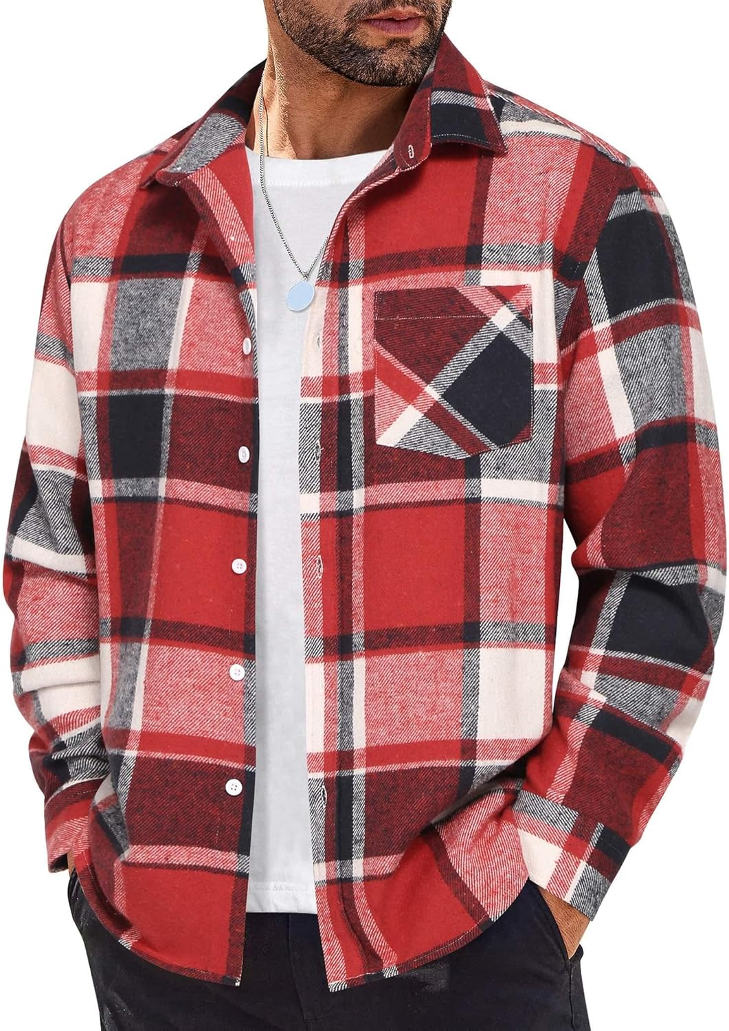 Stylish COOFANDY Mens Flannel Shirt for Casual Wear and Layering