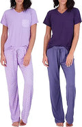 Womens Pajama Set 2 Pack - Short & Long Sleeve Sleep Set