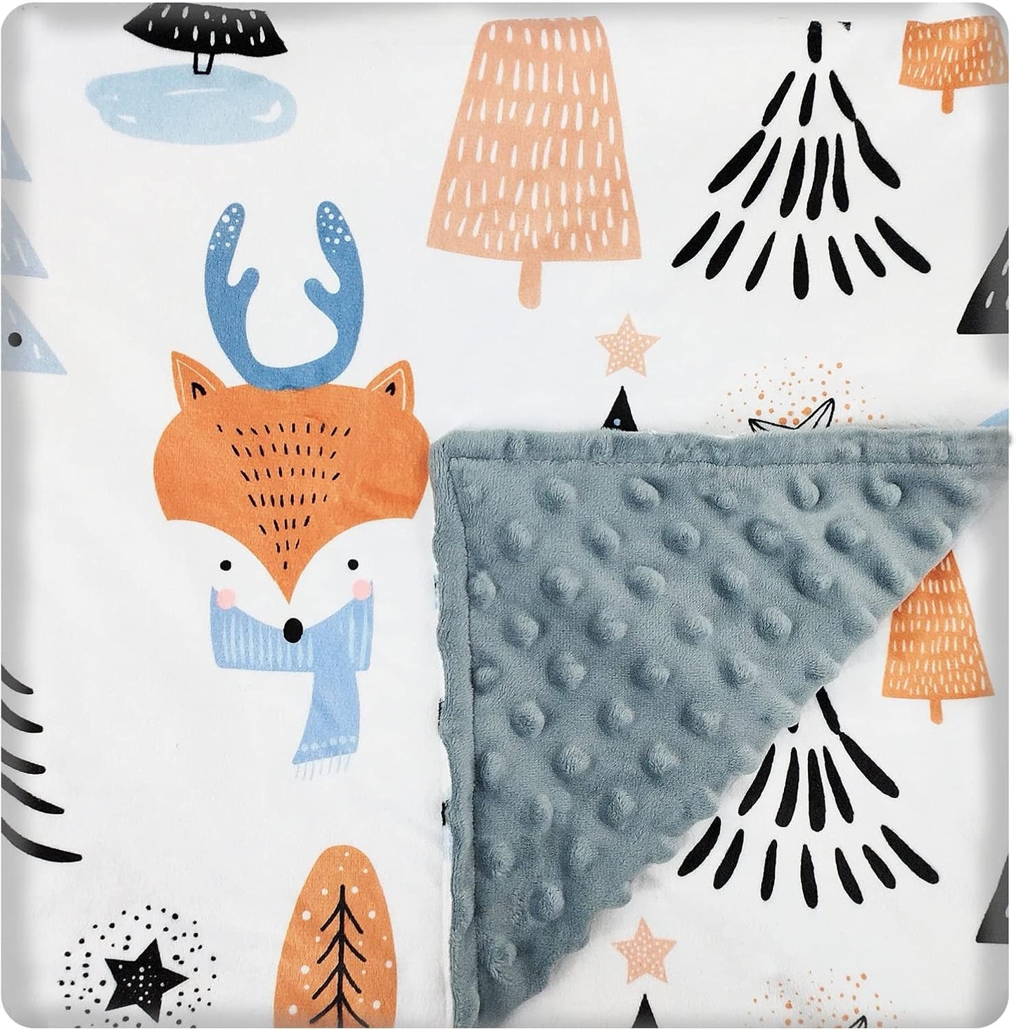Soft Fox Printed Baby Blanket, Double Layer Plush Minky, NapCure