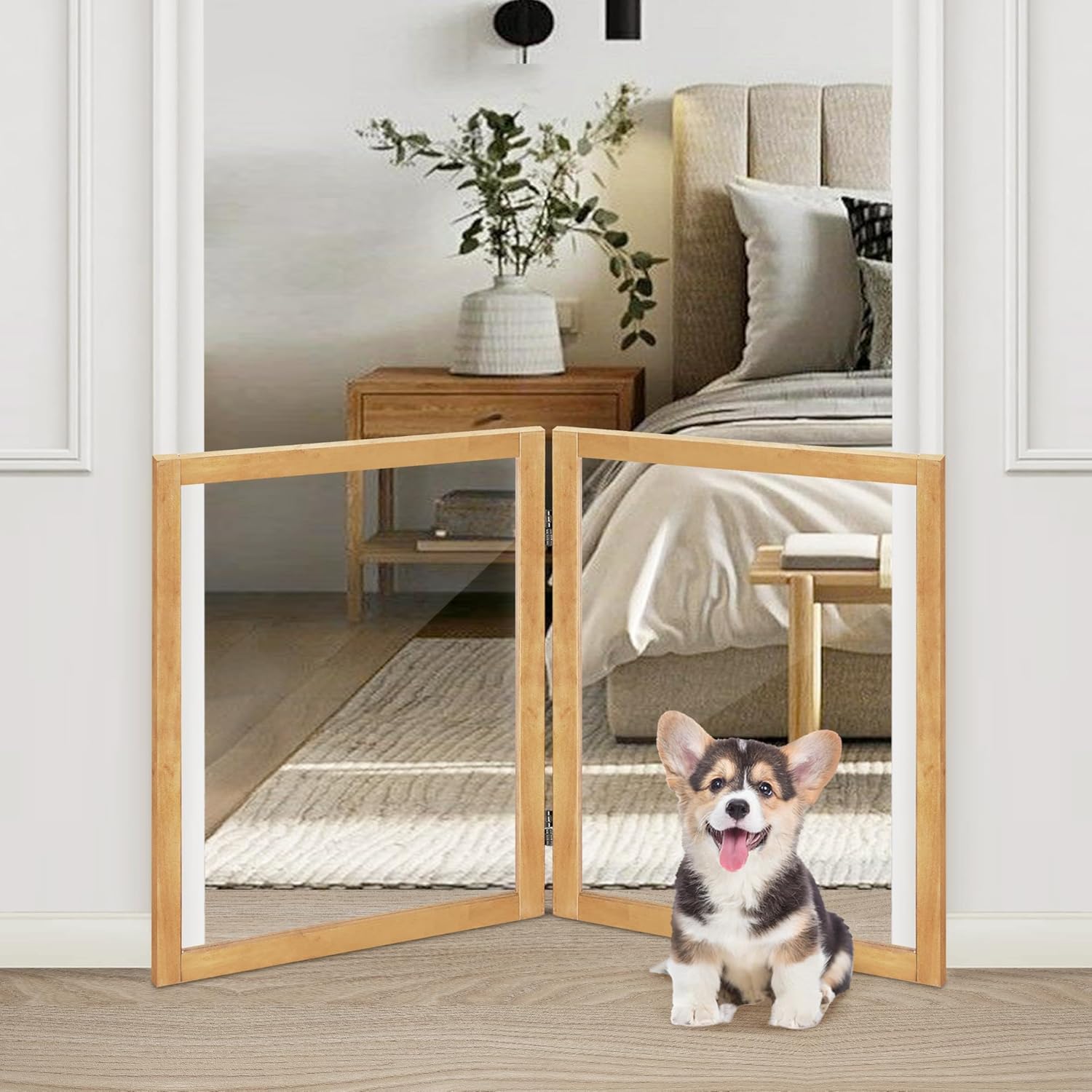 LZRS Clear Dog Gate - Stylish Indoor Pet Fence for Safety