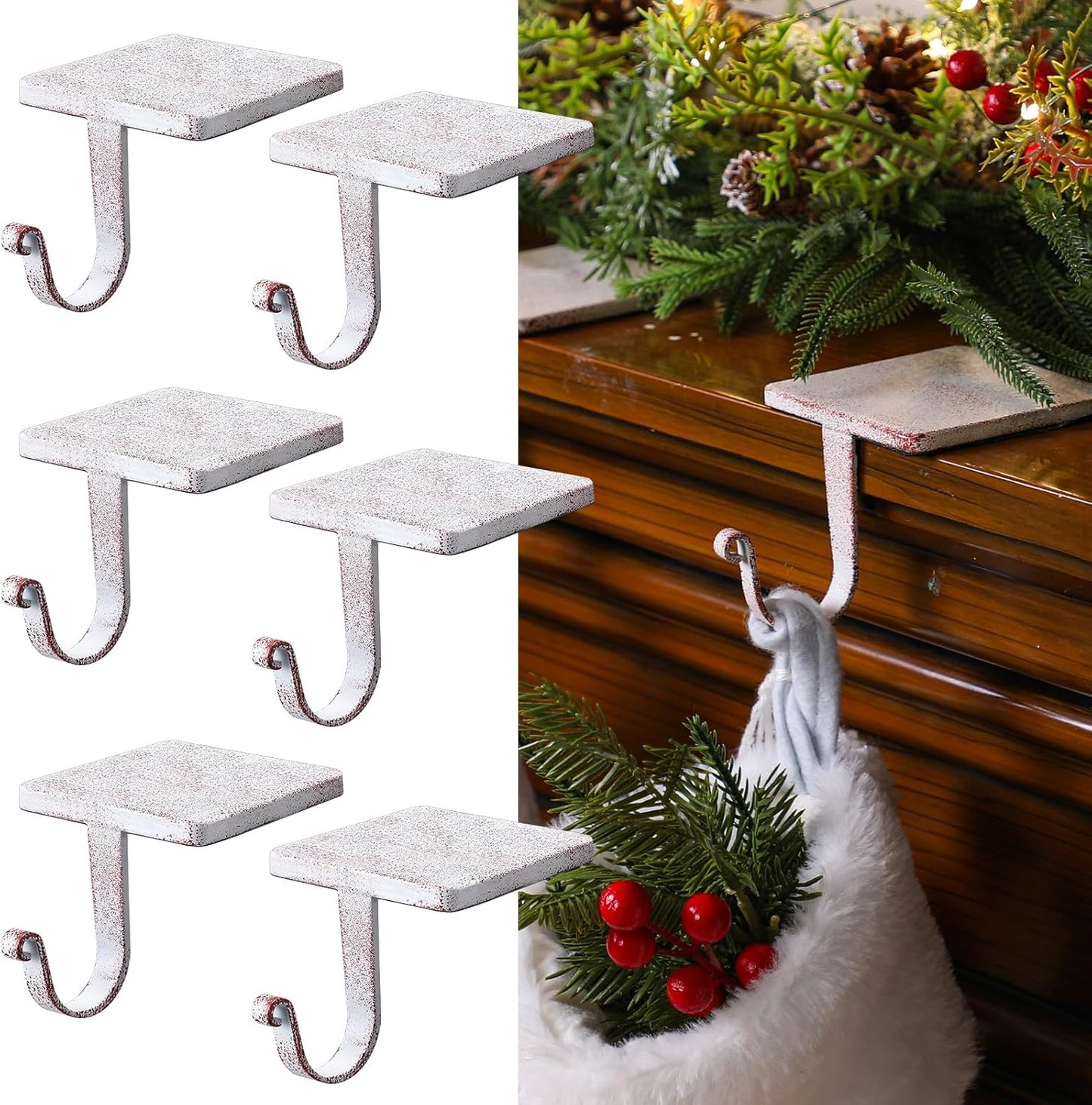Heavy Duty Christmas Stocking Holders for Mantel - 6 Pcs Set