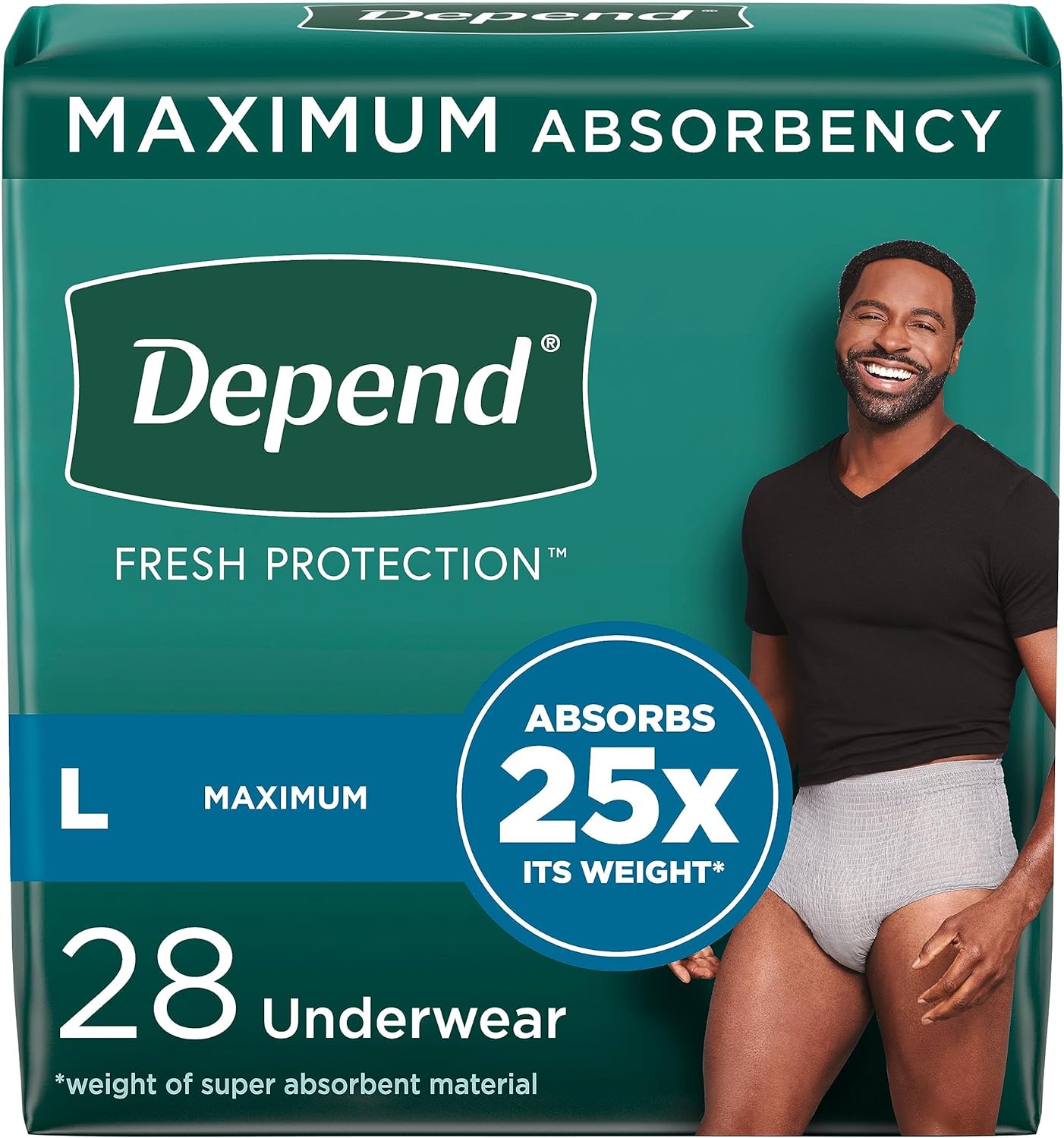 Depend Maximum Protection Men's Incontinence Underwear, 28ct