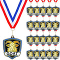 GOAT Award Medals Bulk 20 Pcs with Red White Blue Ribbons - Party