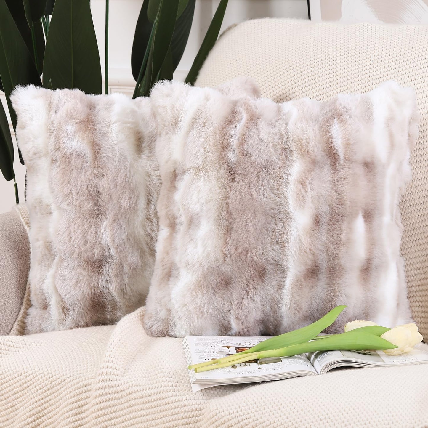 Thick Polyester Pillow Covers 26x26 Inch Soft Neutral Accent