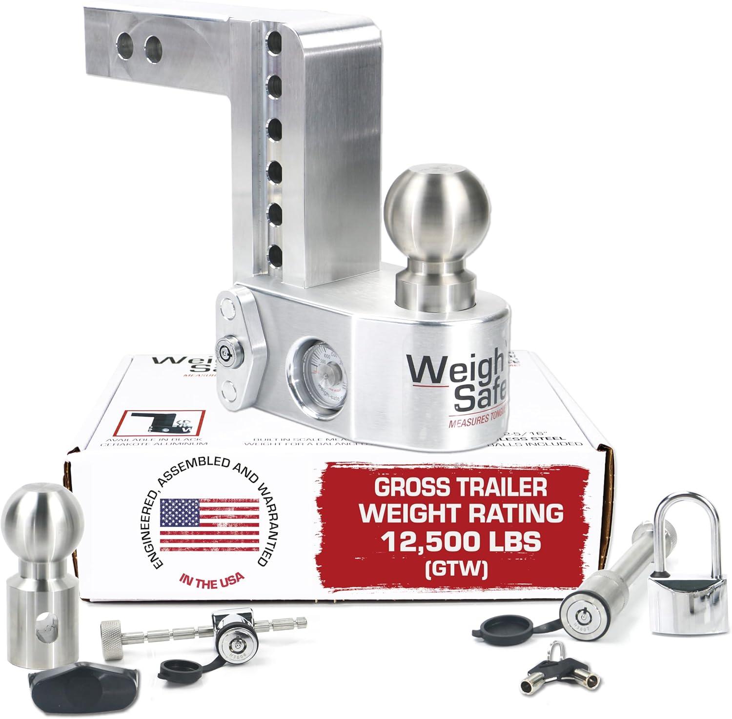 Weigh Safe Aluminum Adjustable Trailer Hitch with Scale Feature