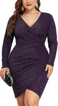 Sparkly Glitter Ruched Bodycon Mini Dress - Flattering (Style ZFV8)