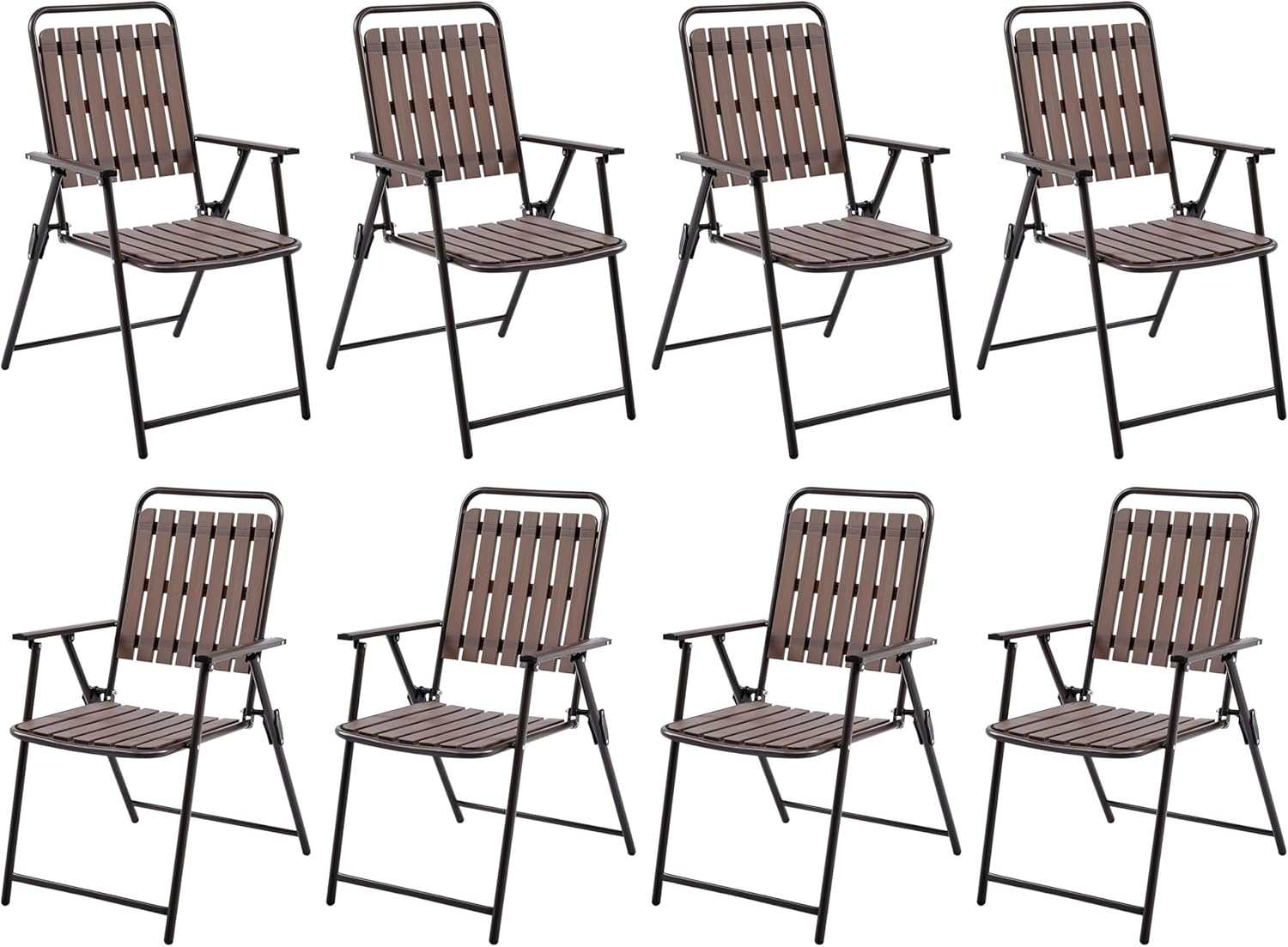 Yaheetech Folding Patio Chair Set of 8 for Outdoor Dining