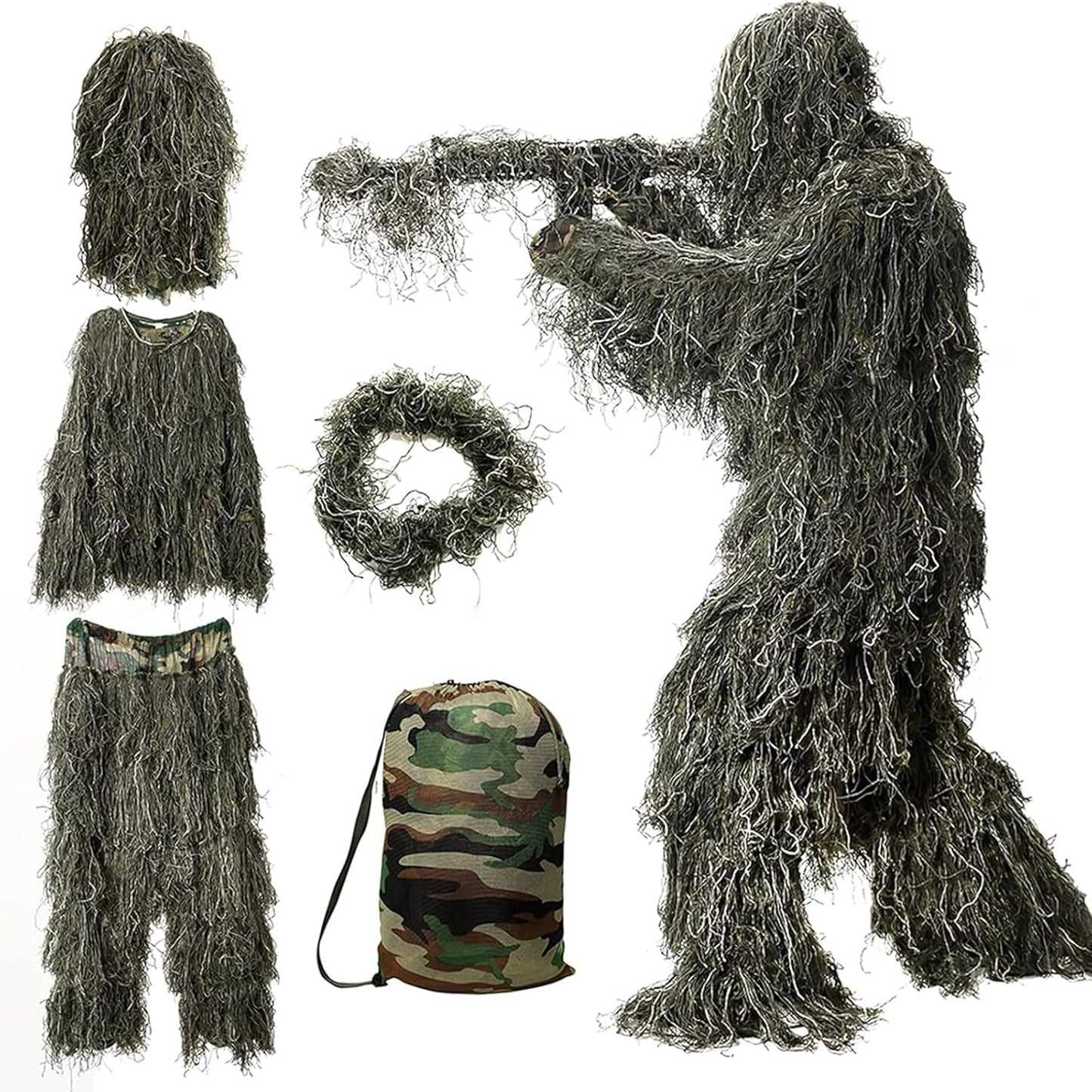 5 in 1 Ghillie Suit for Hunting - 3D Camouflage Apparel