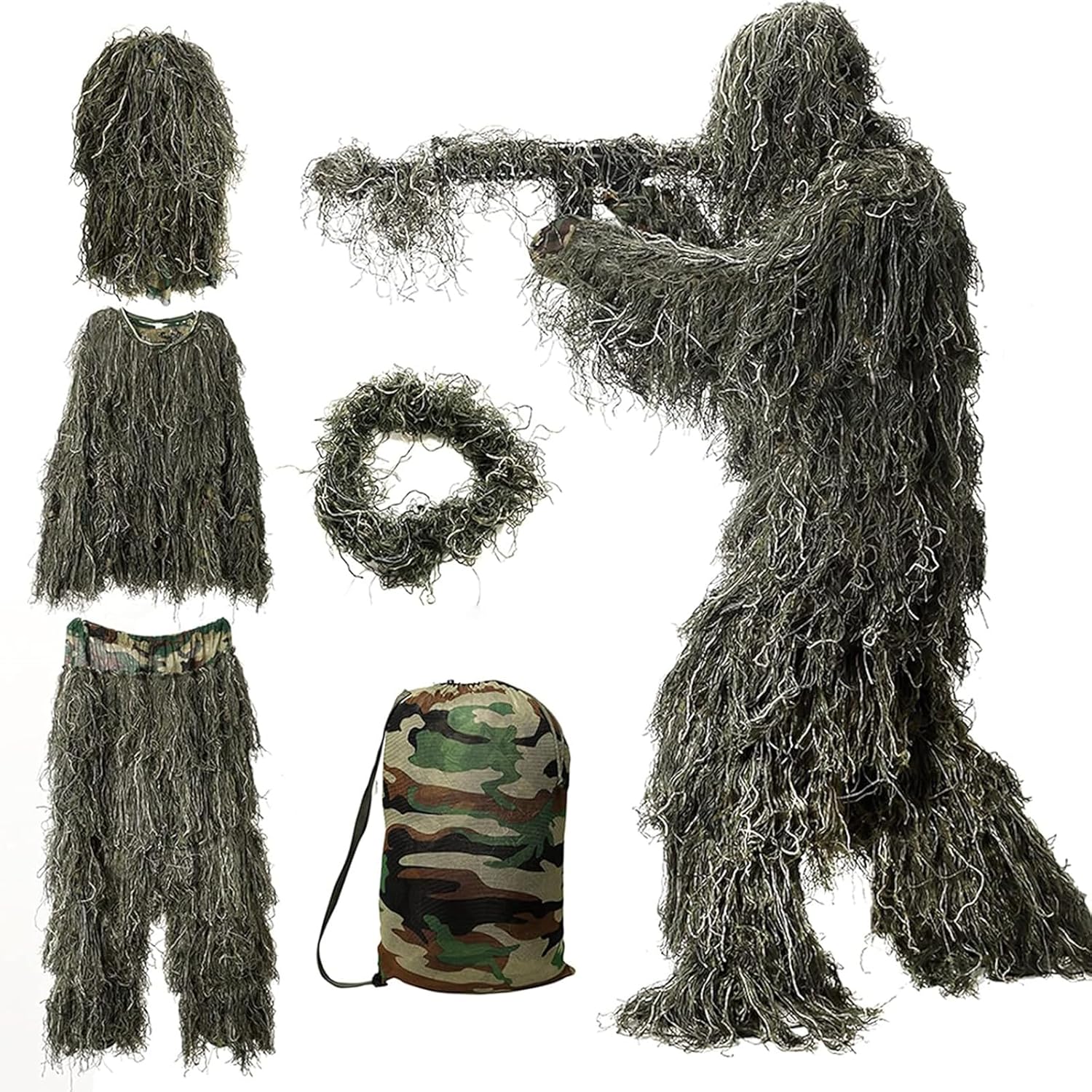 5 in 1 Ghillie Suit for Hunting - 3D Camouflage Apparel