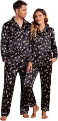 Ekouaer Couples Matching Satin Pajamas Long Sleeve Sleepwear Set