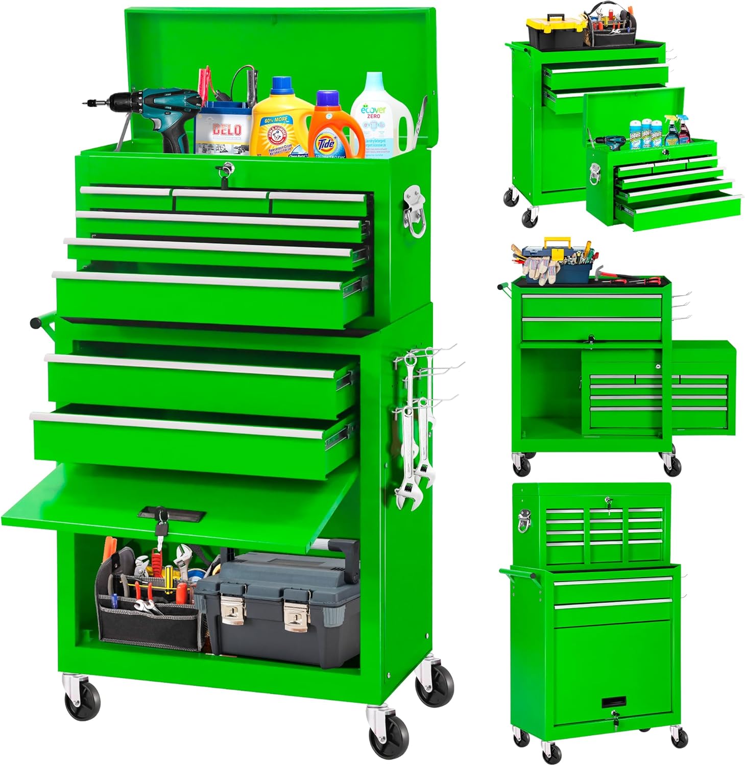 INTERGREAT Rolling Tool Chest with 8 Drawers and Lockable Wheels