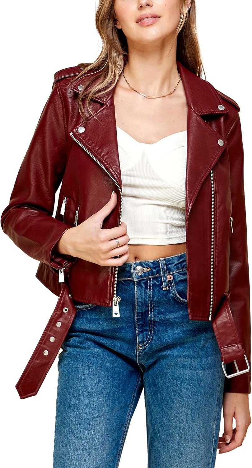 Made By Johnny MBJ Womens Faux Leather Moto Jacket Review