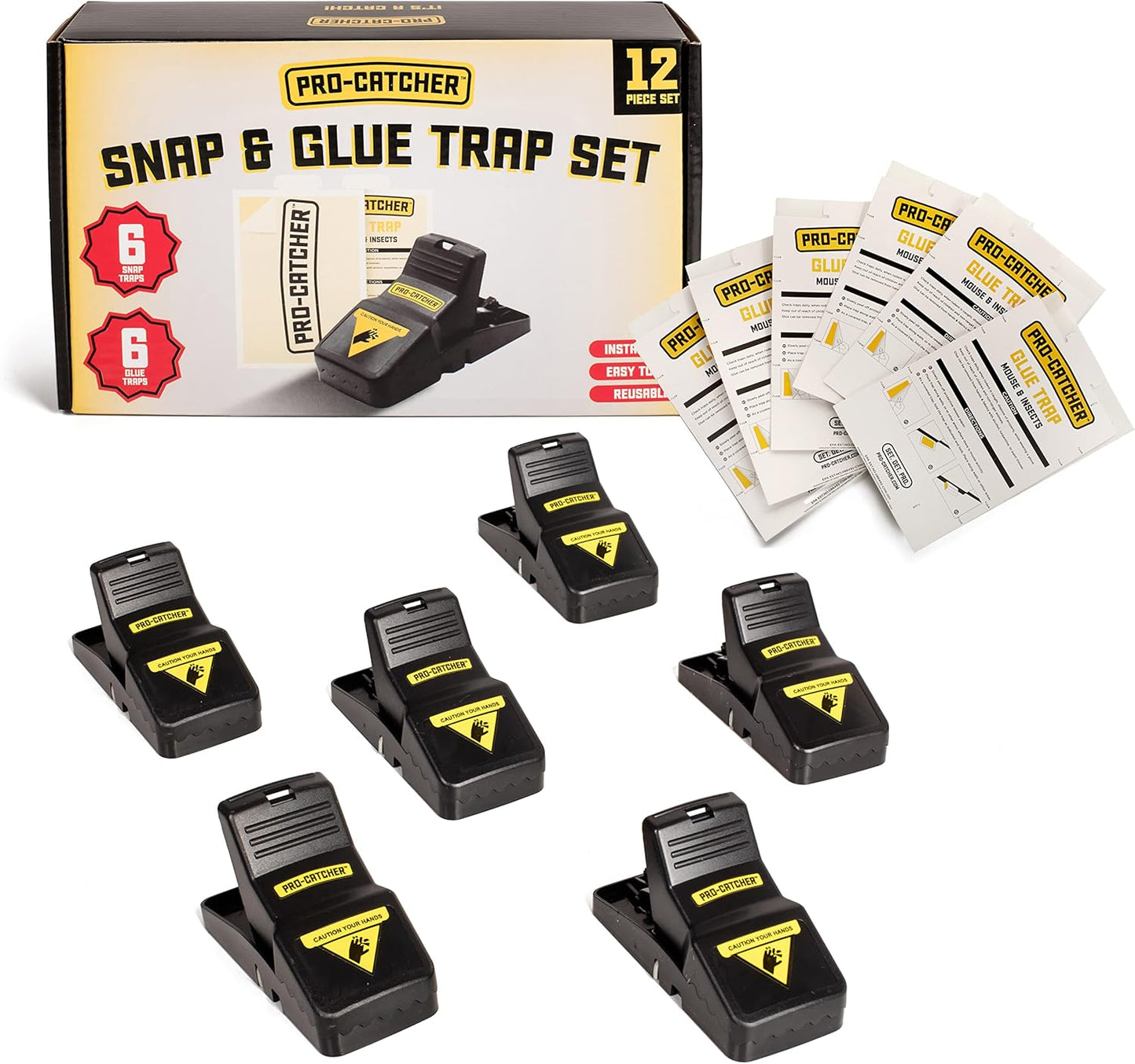 Pro-Catcher Glue Mouse Traps - 12 Pack