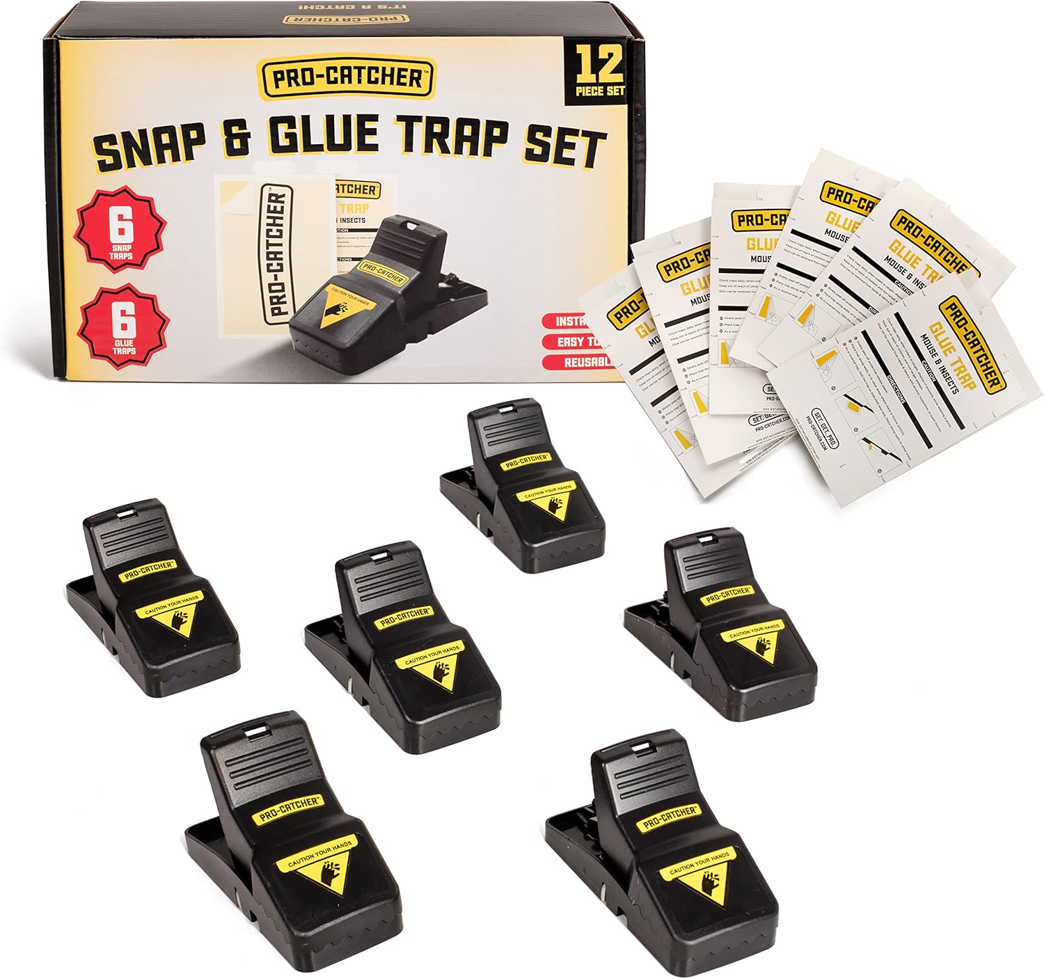 Pro-Catcher Glue Mouse Traps - 12 Pack