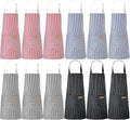 Handepo 12 Pcs Cotton Aprons for Women Men with Pockets - Stripe Set