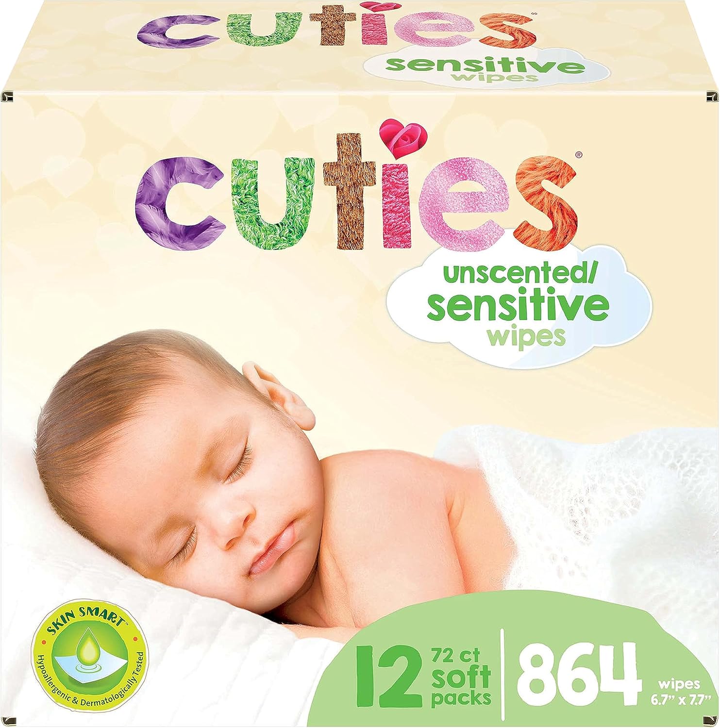 Cuties Baby Wipes Unscented Soft-Pack for Gentle Cleansing