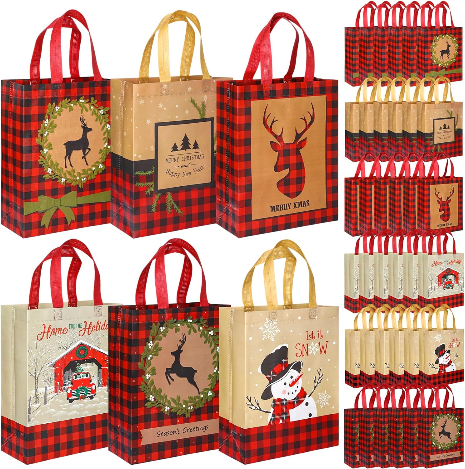Reusable Christmas Tote Bags Bulk for Holiday Gift Giving