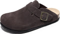 Clogs For Women Suede Mules with Adjustable Buckle and Arch Support