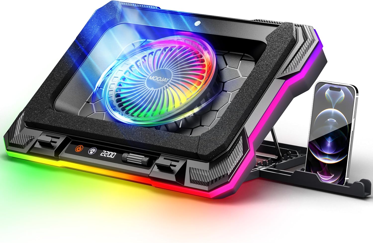 MOOJAY Laptop Cooling Pad with Turbo Fan and RGB Lighting
