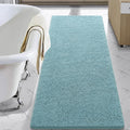 24 x 70 in Spa Blue Shaggy Bath Mat Runner - Soft Absorbent Bath Rug