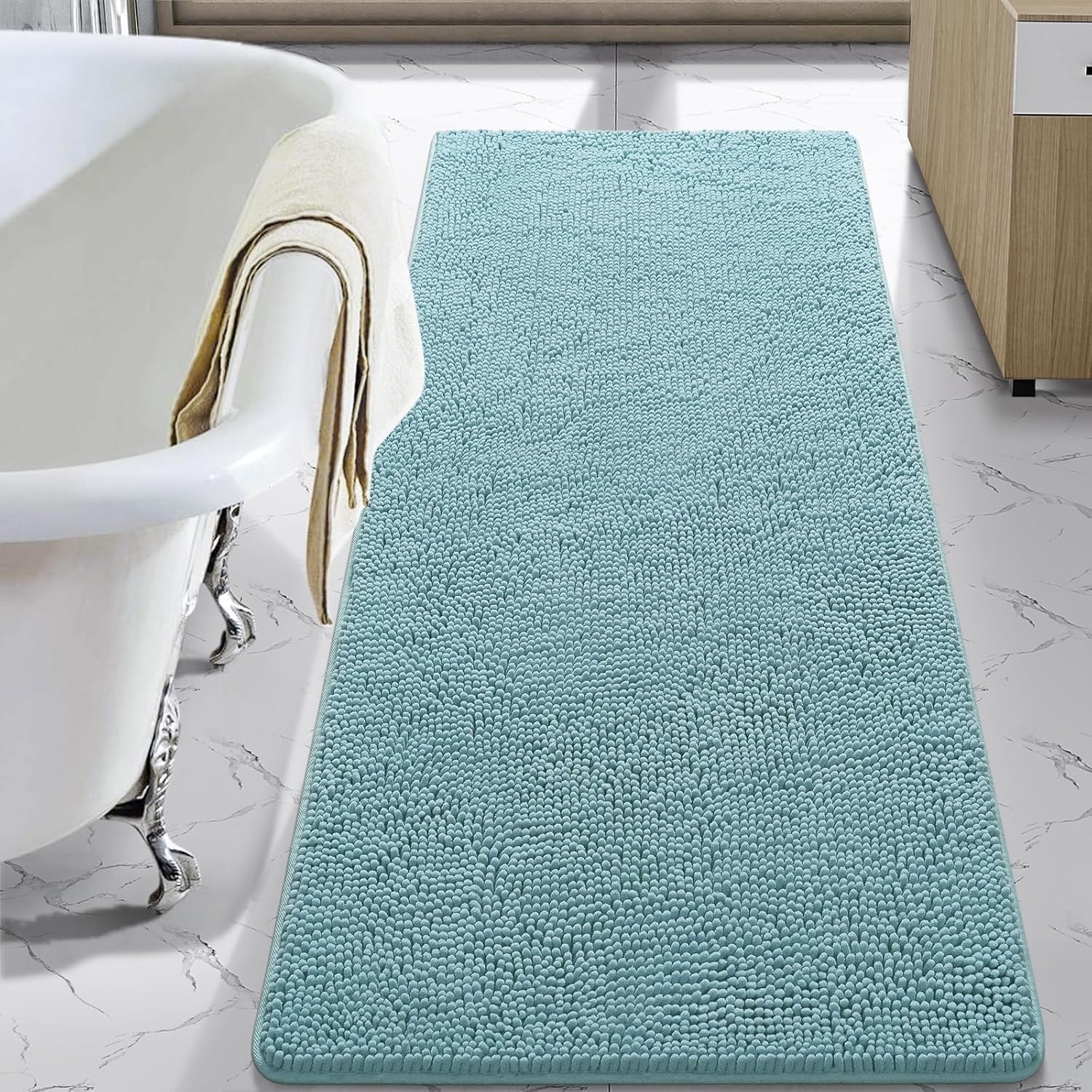 LOCHAS Luxury Bathroom Rug Soft Plush Chenille Bath Mat 24 x 70