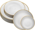 PLASTICPRO Pearl White Gold Rim Plastic Plates Combo Pack 128