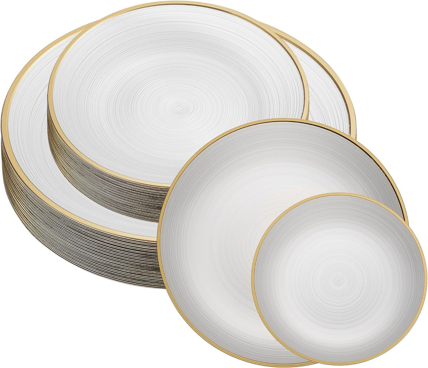Elegant Disposable Plates Combo Pack with Gold Rim for Events