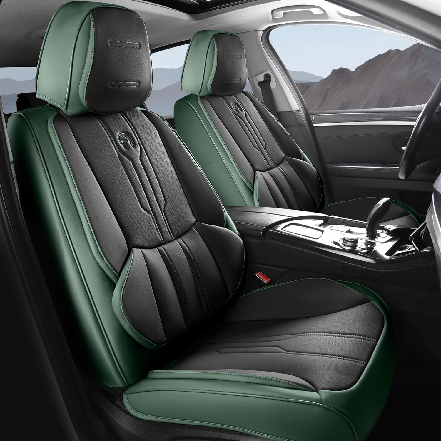 AOOG Front Seat Covers for Cars, Waterproof Leather Protection