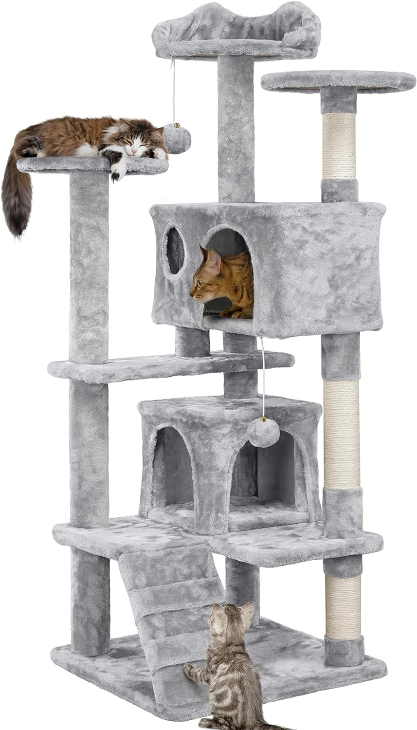 Yaheetech 54in Cat Tree Tower with Scratching Posts and Condos